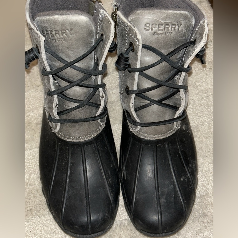Grey Sperry Boots